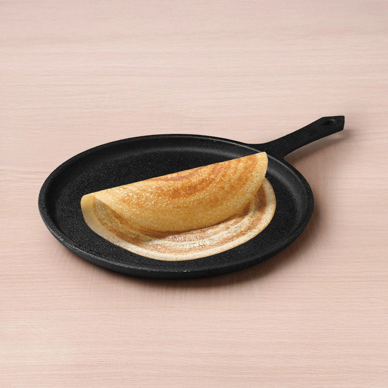 CASTrong Cast Iron Tawa with Handle, Pre-seasoned, 100% Pure, Toxin-free, Induction, 25cm,9.8inch