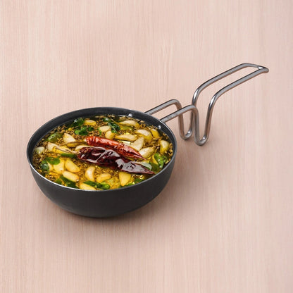 100% Pure Sheet Iron Tadka Pan with Stainless Steel Handle, Pre-seasoned, Toxin-free, Induction