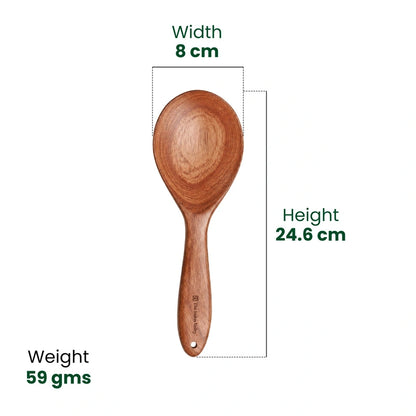 100% Natural Neem Wood Cooking & Serving Spoons/Spatula/Ladles, Set of 6, Toxin-free, Anti-microbial
