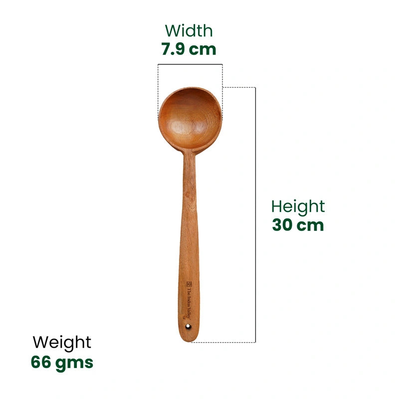 100% Natural Neem Wood Cooking & Serving Spoons/Spatula/Ladles, Set of 6, Toxin-free, Anti-microbial