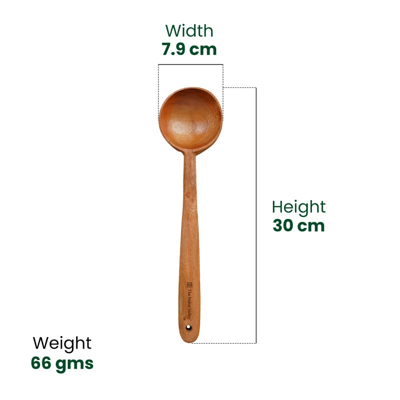 100% Natural Neem Wood Cooking & Serving Spoons/Spatula/Ladles, Set of 5, Toxin-free, Anti-microbial