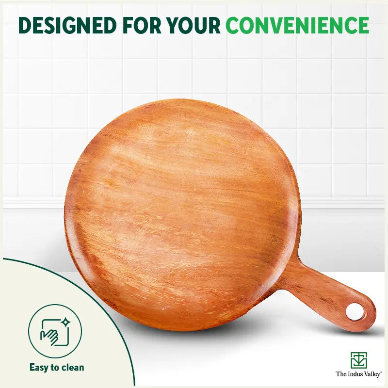 Wooden Pizza Plate - 10 inch (Neem Wood | Jointless)