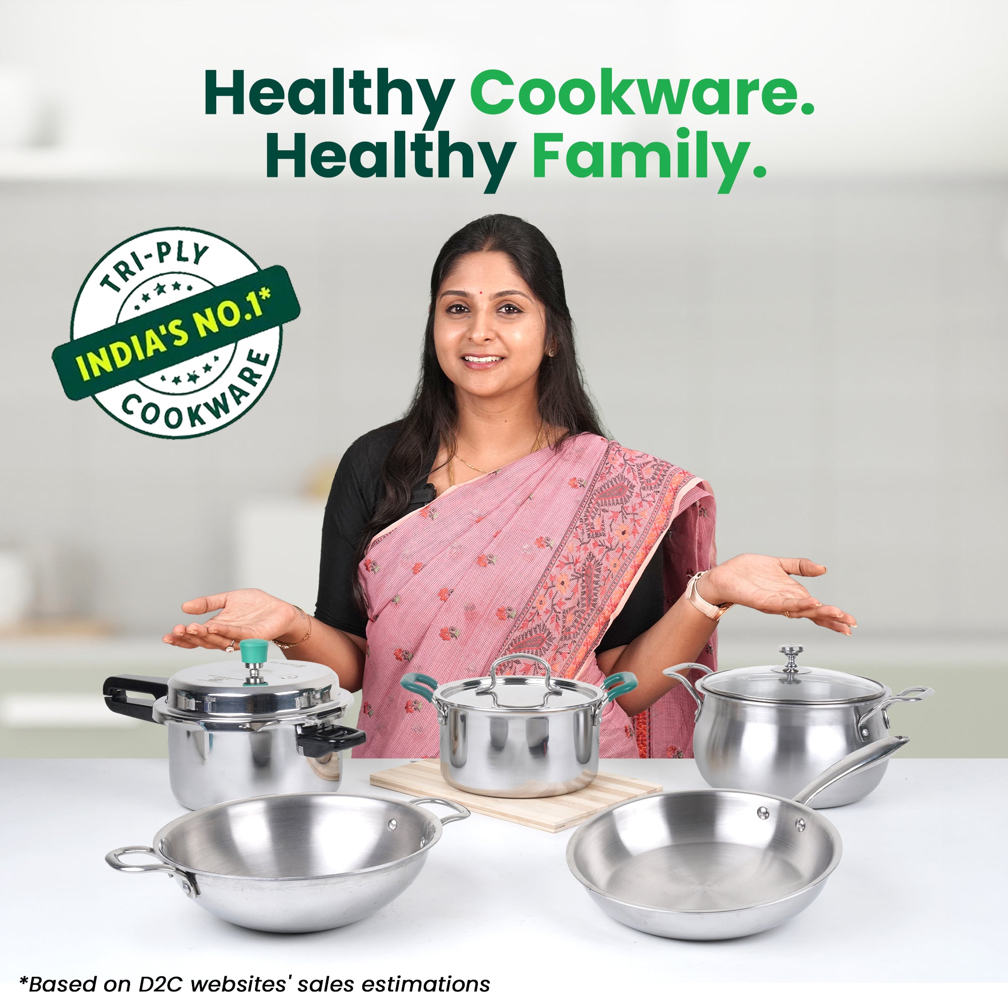 TurboCuk Tri-ply Stainless Steel Biryani Cooking Pot/Casserole, Premium Quality, 3 Layer Thick Body, Cool Silicone Handles, 100% Toxin-free, Non-stick, Induction & Gas, Free ₹110 Spatula, 2.9L