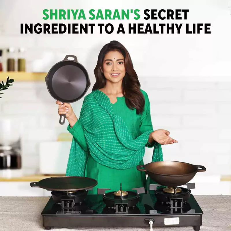 Frying pan online on stove