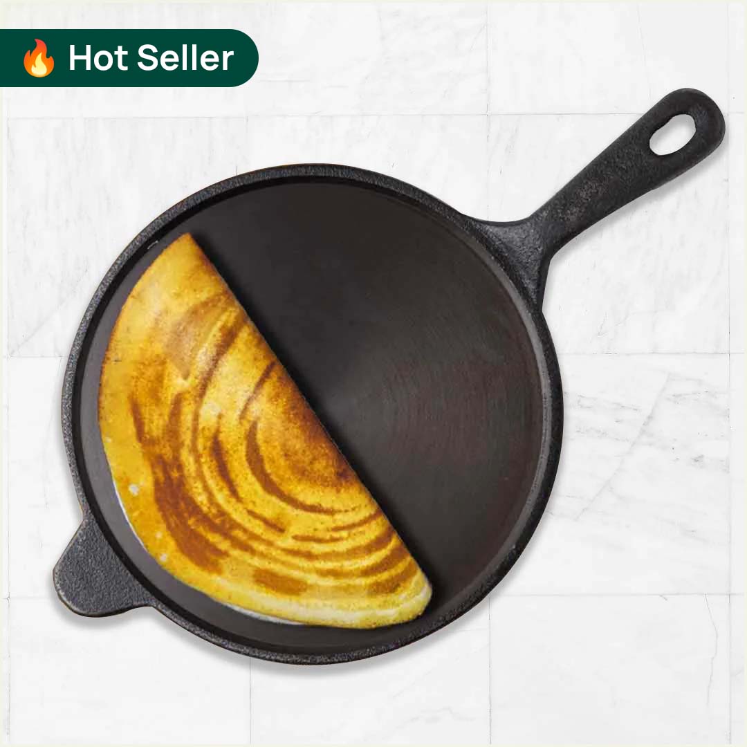 Super Smooth Cast Iron Tawa with Long Handle - The Indus Valley