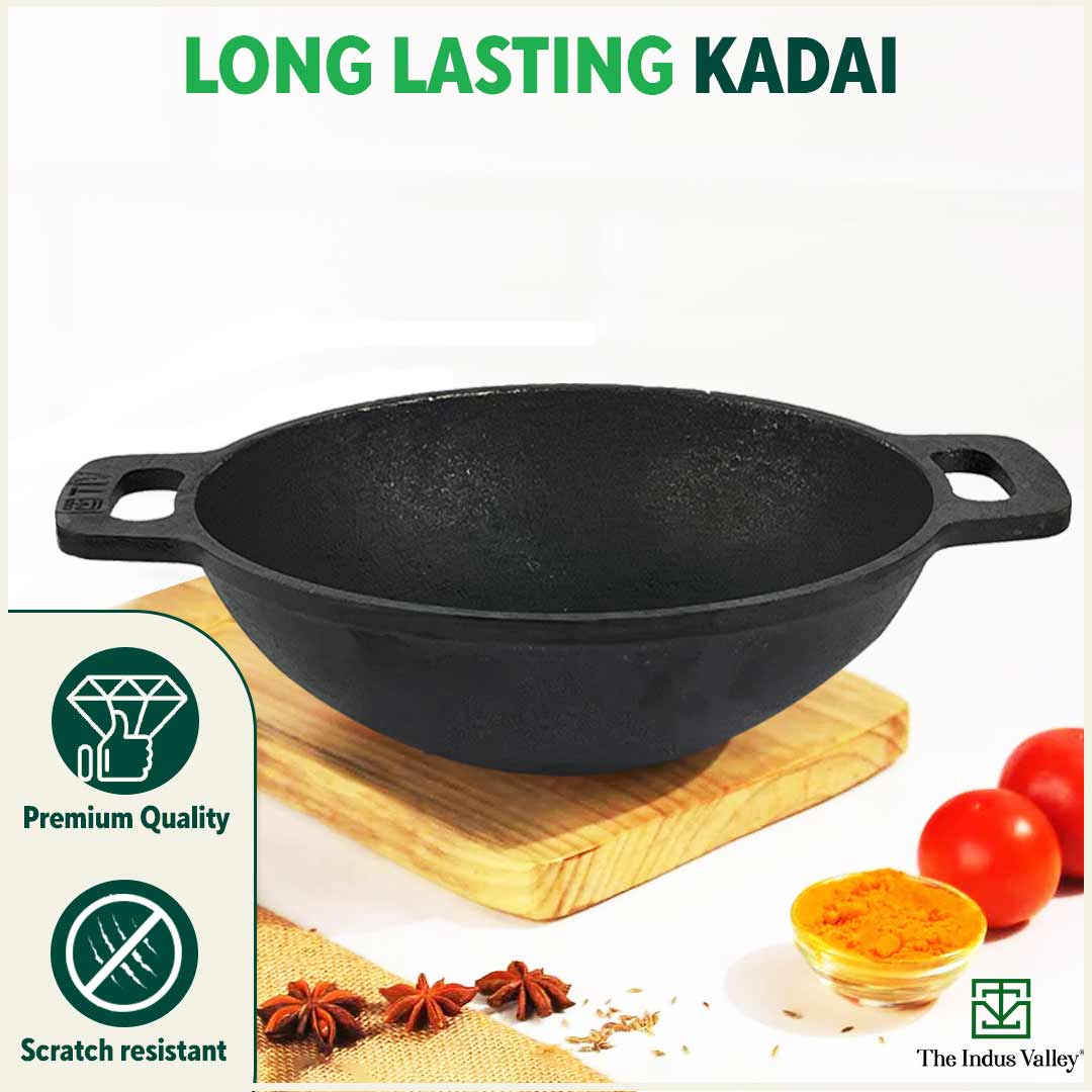 CASTrong Cast Iron Cookware Set: Free ₹400 Tadka Pan + Tawa + Kadai, Seasoned, 100% Pure, Toxin-free