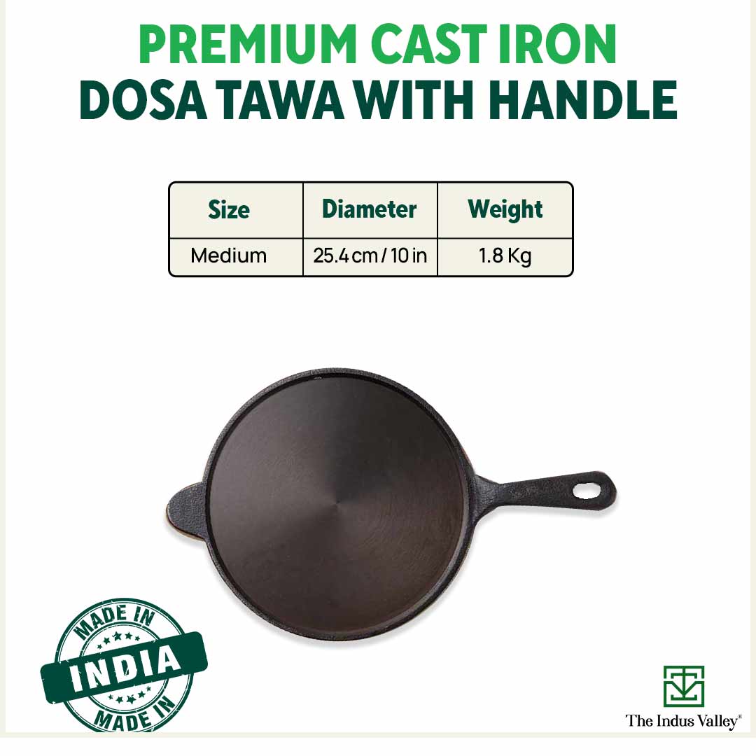 Indian Iron Roti Dosa Tawa with Steel Handle (10 inches (25.4cm))