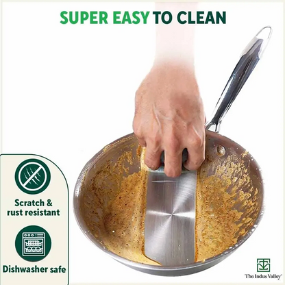 TurboCuk Tri-ply Stainless Steel Cookware Set: Kadai+ Fry Pan, Premium Quality, 3 Layer Thick Body, 100% Toxin-free, Non-stick, Induction & Gas, Free ₹600 Wood Chopping Board