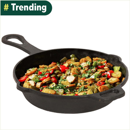 CASTrong Cast Iron Fry Pan/Skillet,Pre-seasoned, Nonstick, 100% Pure, Toxin-free, Induction, 23cm, 1.4L