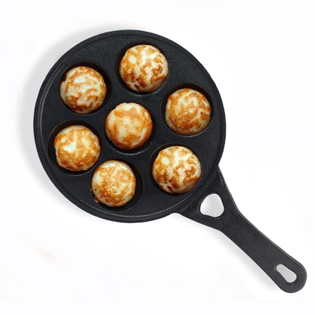 CASTrong Cast Iron Paniyaram/Appe Pan,Pre-seasoned, Nonstick, 100% Pure, Toxin-free, 7 Pit