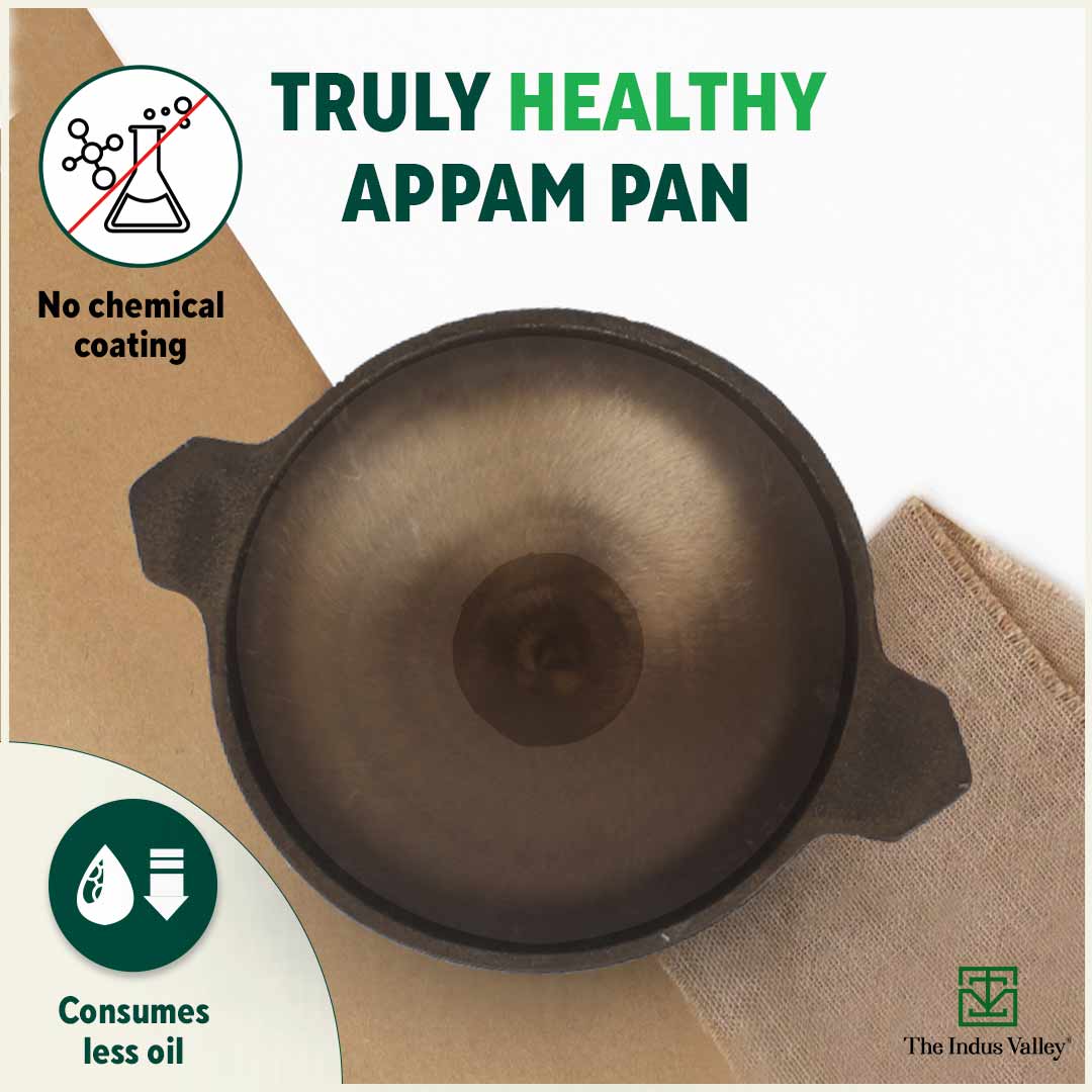 CASTrong Super Smooth Cast Iron Appam Pan/Appachetty, Pre-seasoned, Nonstick, 100% Pure, Toxin-free, 22cm, 1.9kg