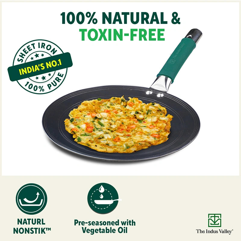 Natural iron concave tawa