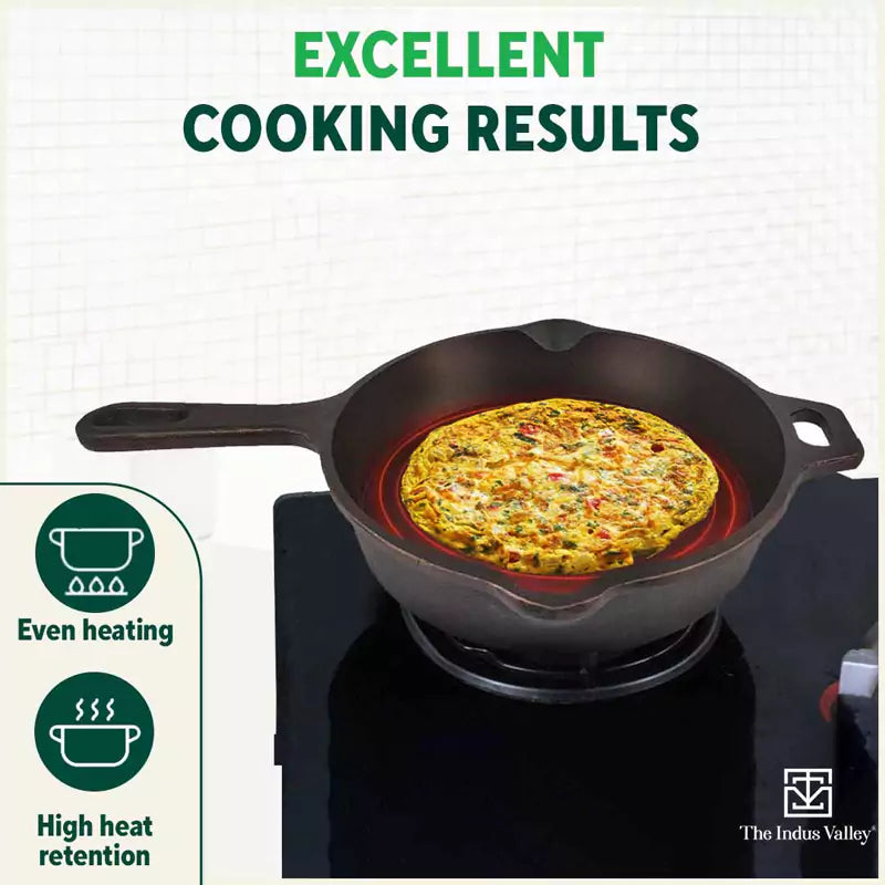 Super Smooth Cast Iron Frypan+ Free ₹400 Tadka Pan, Pre-seasoned