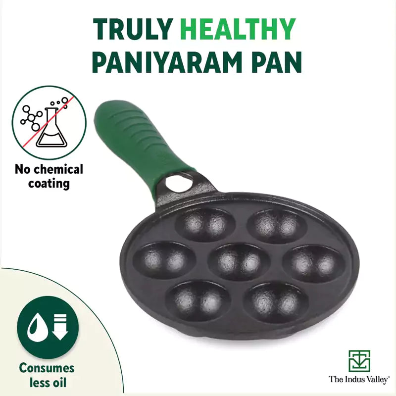 Buy The Indus Valley Black Cast Iron Combo of 9 Pit Non Stick Paniyaram and Appam  Pan Online at Best Prices in India - JioMart.