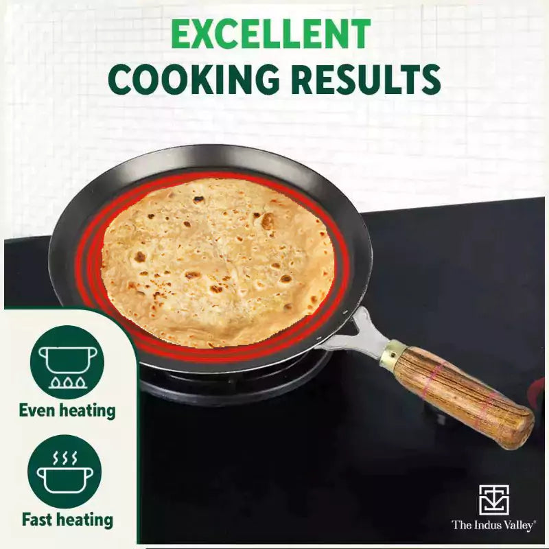 100% Pure Iron Cookware Set: (25.4cm)Kadai+ (26.3cm)Tawa+ (25.4cm)Fry Pan, Toxin-free Sheet Iron, Pre-seasoned, Induction & Gas, Kitchen Set for Home, Free ₹400 Tadka Pan