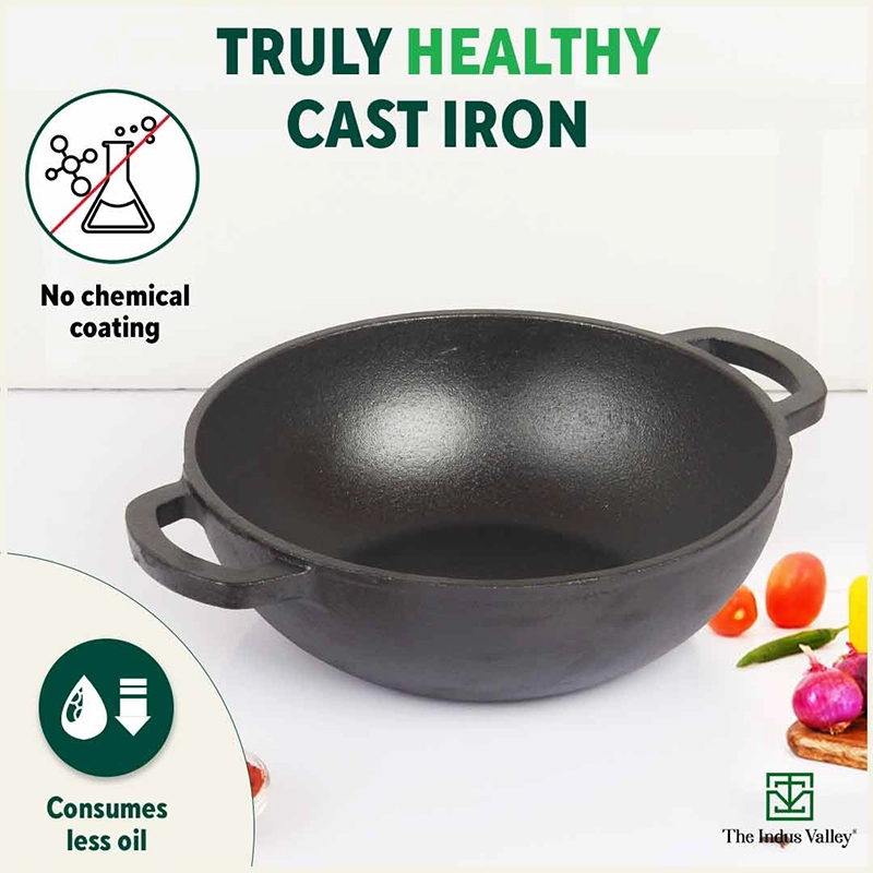 CASTrong Cast Iron Cookware Set: (30.2cm)Tawa+ (25.4cm)Kadai, Kitchen Set for Home, Pre-seasoned, 100% Pure, Toxin-free, Induction, Free ₹400 Tadka Pan