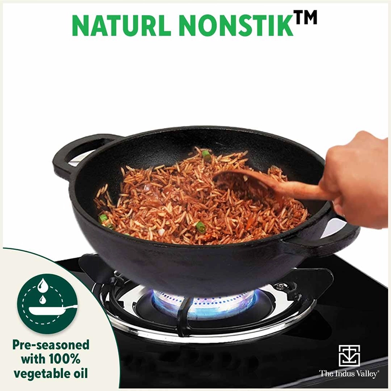 CASTrong Cast Iron Cookware Set: (30.2cm)Tawa+ (25.4cm)Kadai, Kitchen Set for Home, Pre-seasoned, 100% Pure, Toxin-free, Induction, Free ₹400 Tadka Pan