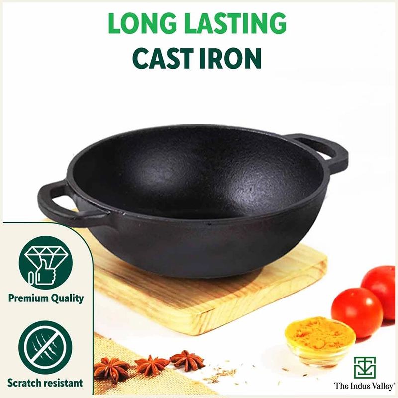 CASTrong Cast Iron Cookware Set: (30.2cm)Tawa+ (25.4cm)Kadai, Kitchen Set for Home, Pre-seasoned, 100% Pure, Toxin-free, Induction, Free ₹400 Tadka Pan