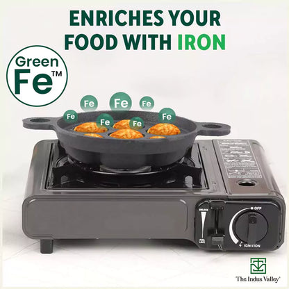 CASTrong Cast Iron Paniyaram/Appe Pan, Pre-seasoned, Natural Nonstick, 100% Pure, Toxin-free, 7 Pit, 18.9cm, 2.3kg