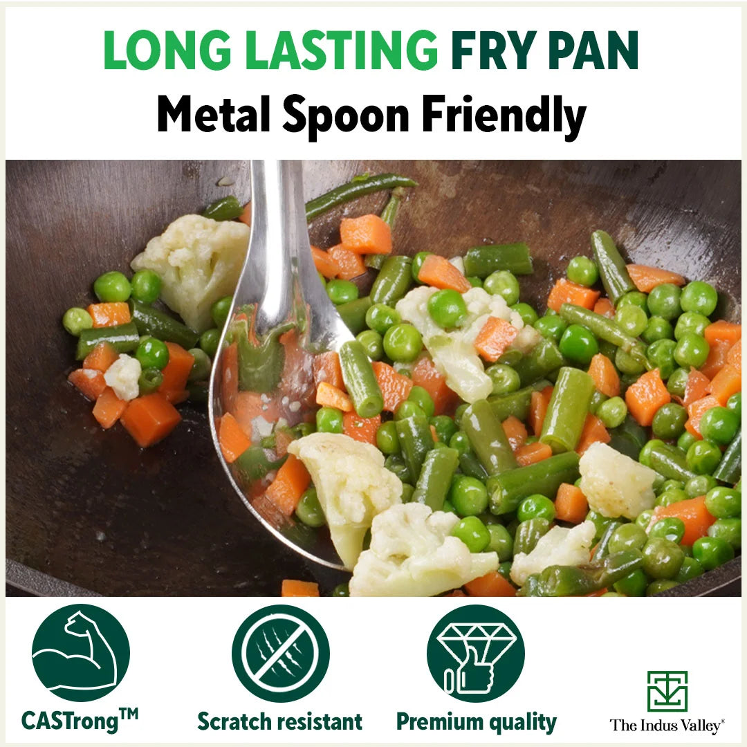 Super Smooth Cast Iron Shallow Fry Pan,Pre-seasoned, Nonstick, 100% Pure, Toxin-free, Induction, 25cm