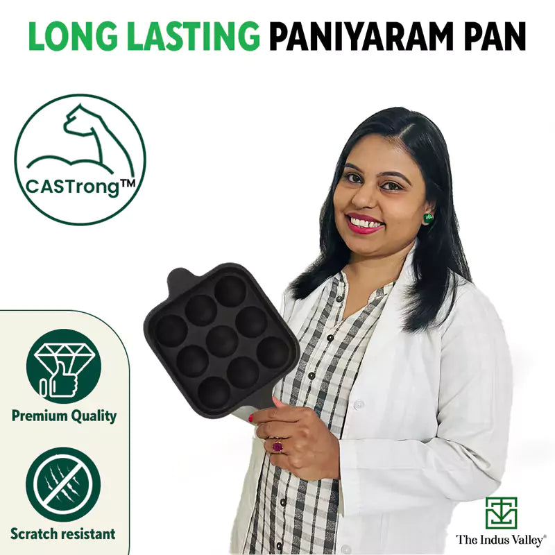 Buy Best Cast Iron Kuzhi Paniyaram Pan 9 Pit Online in India The