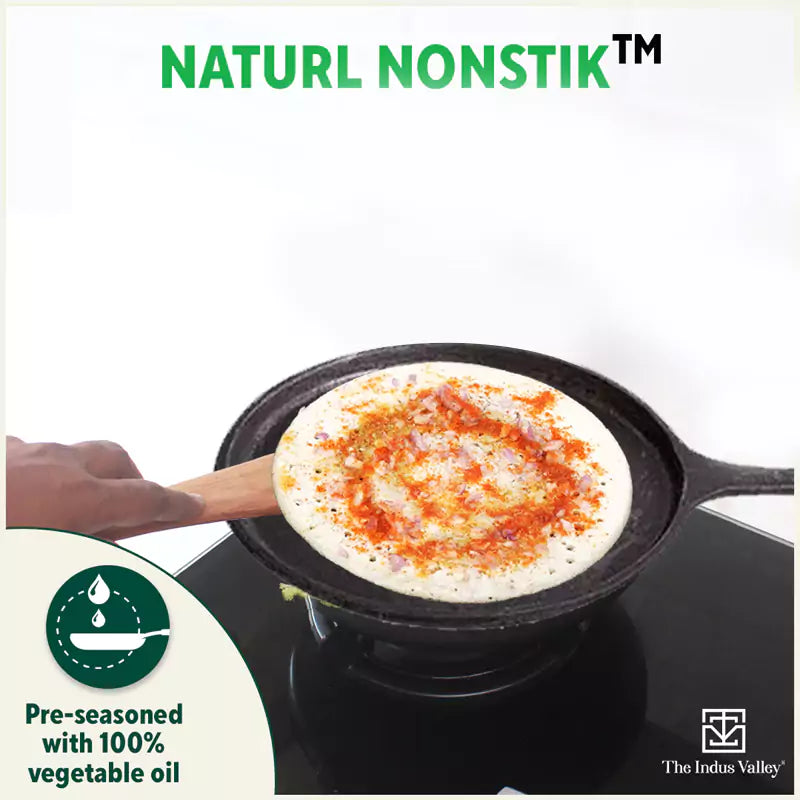 Super Smooth Cast Iron Frypan+ Free ₹400 Tadka Pan, Pre-seasoned