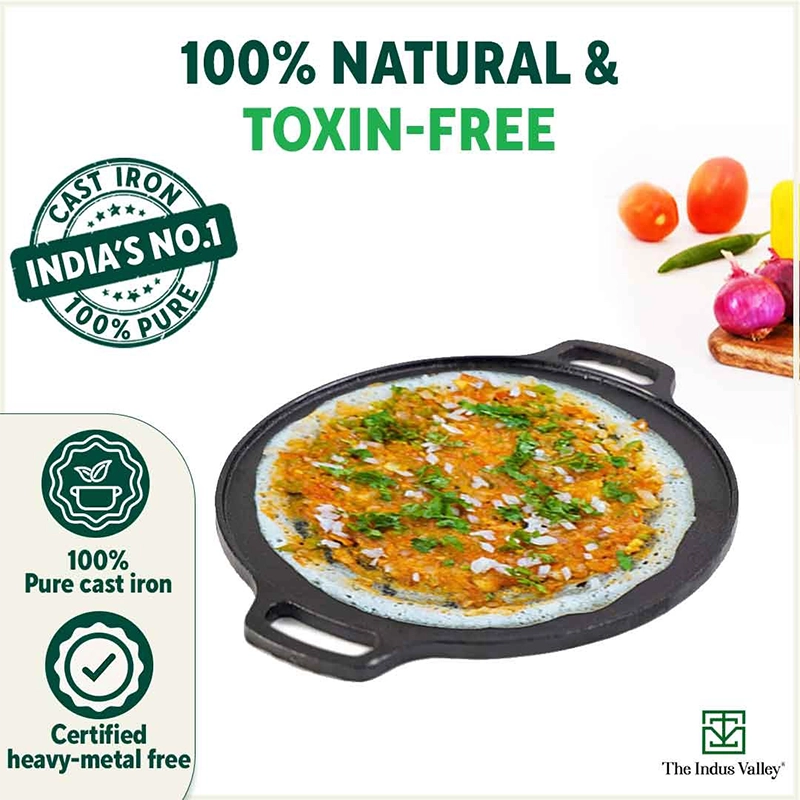 CASTrong Cast Iron Cookware Set: (30.2cm)Tawa+ (25.4cm)Kadai, Kitchen Set for Home, Pre-seasoned, 100% Pure, Toxin-free, Induction, Free ₹400 Tadka Pan
