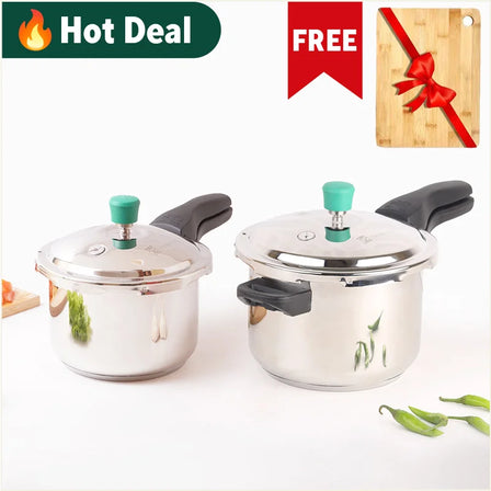 QuicKooker Stainless Steel 3L + 4.5L Pressure Cooker+ Free ₹600 Wood Board, 3Yr Wty, ISI, Induction