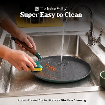 Enamel Coated Cast Iron Dosa Tawa - 28cm | Induction & Gas Compatible