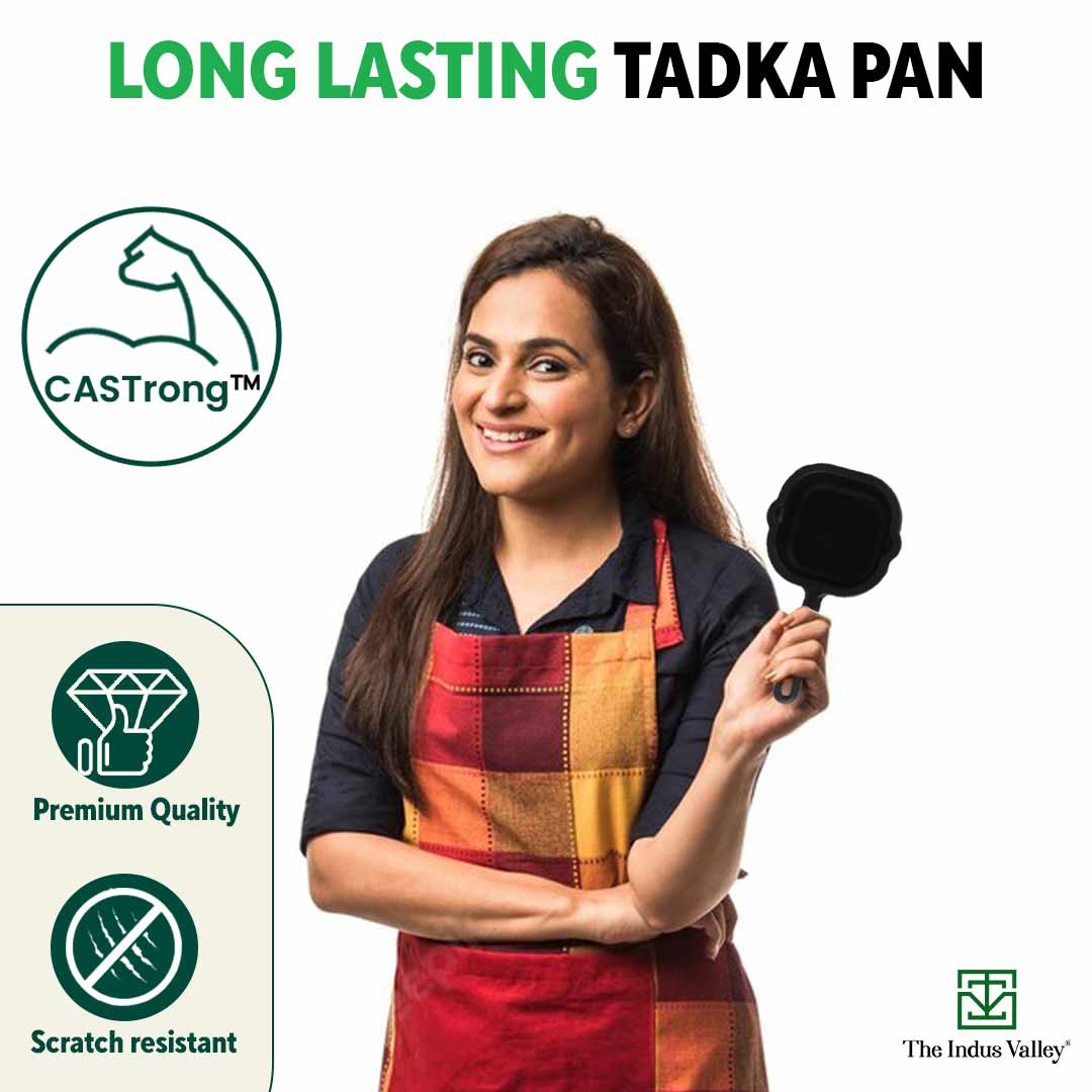 CASTrong Cast Iron Tadka Pan, Square Shaped, Pre-seasoned, Natural Nonstick, 100% Pure, Toxin-free, Induction