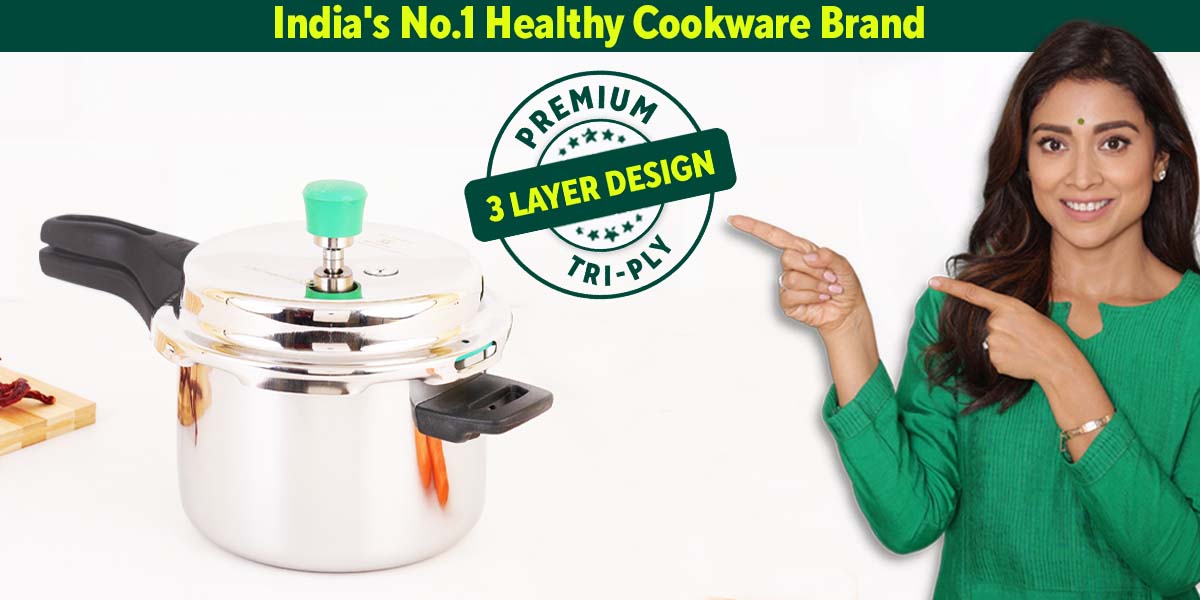 Buy Best Quality Triply Stainless Steel Pressure Cooker Combo Online – The  Indus Valley