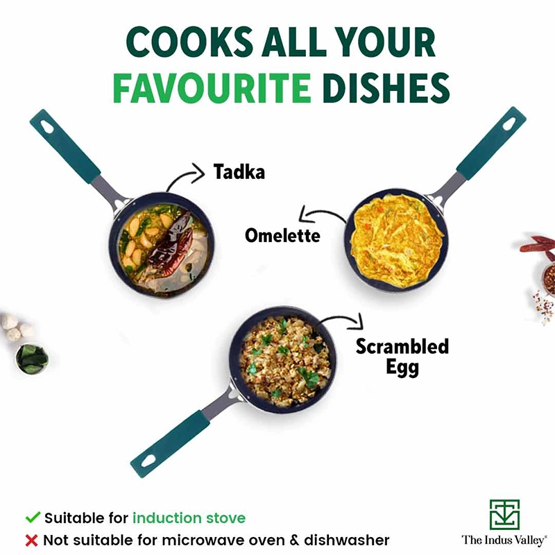 100% Pure Sheet Iron Tadka Pan, Silicone Handle, Seasoned, Toxin-free, 13.3cm / 0.43ml