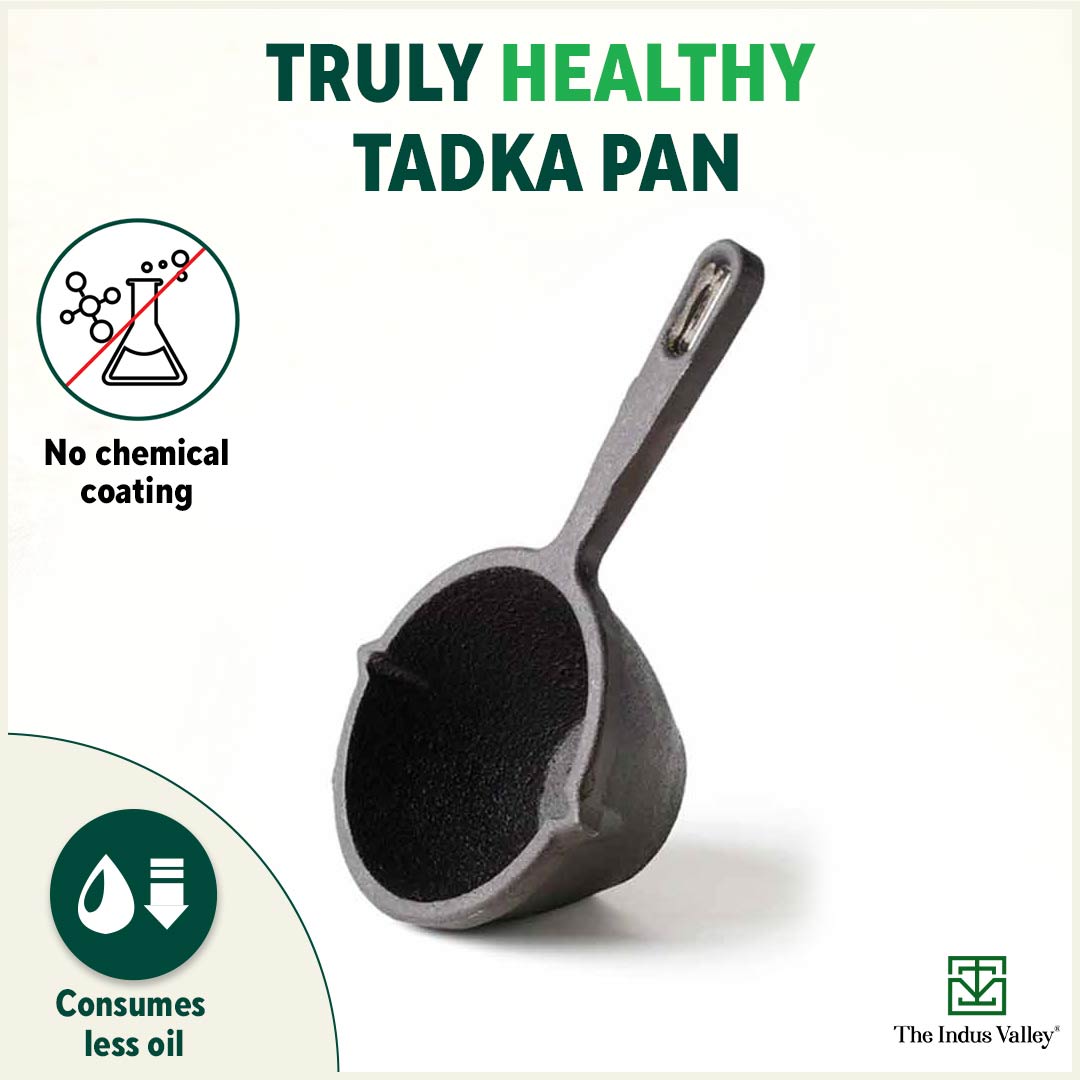 CASTrong Cast Iron Tadka Pan, Pre-seasoned, Natural Nonstick, 100% Pure, Toxin-free, Induction