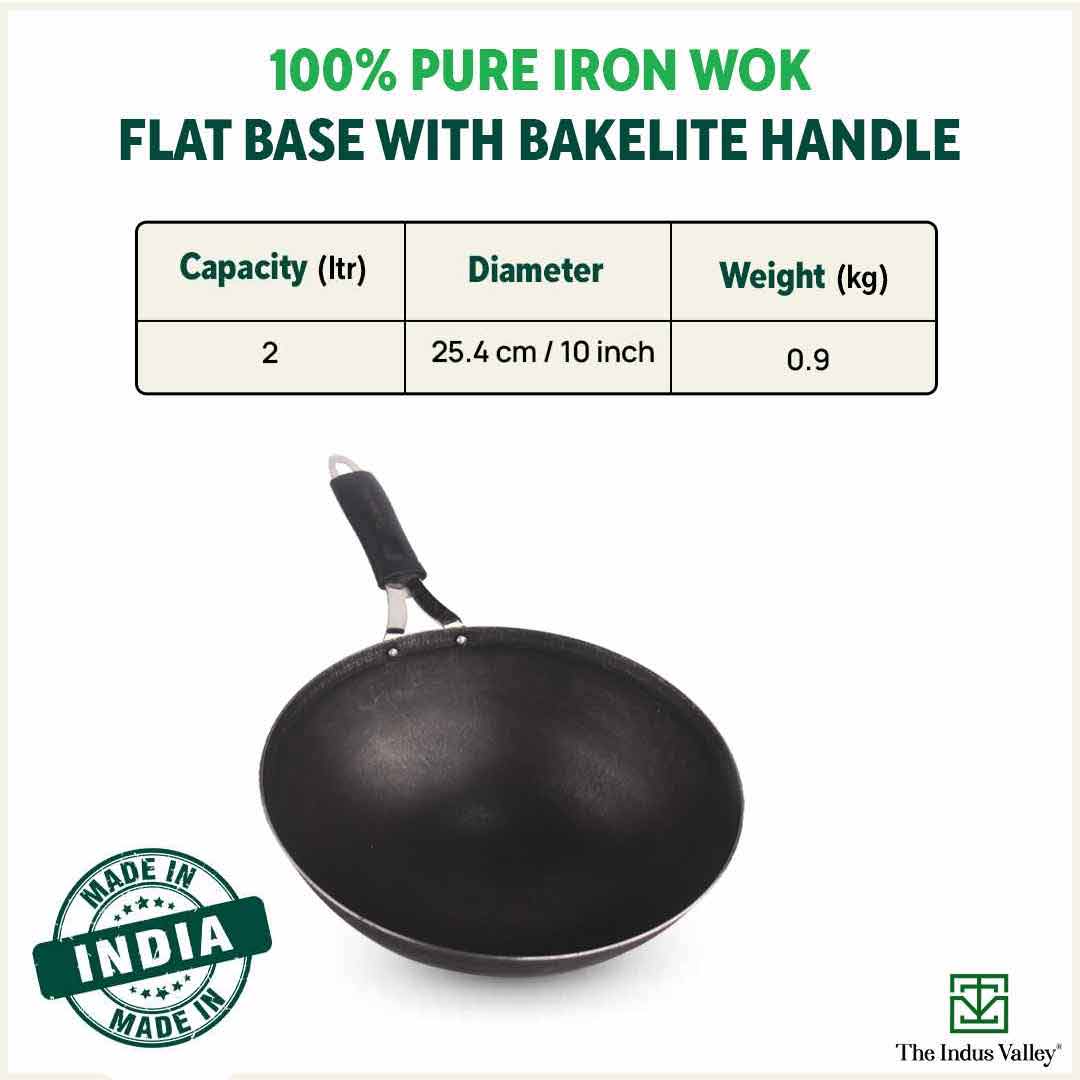 Buy Iron Chinese Wok with Wooden Handle Online at Best Price in India – The  Indus Valley