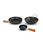 Iron Cookware Set-Iron Kadai + Tadka Pan + Iron Pan - The Indus Valley