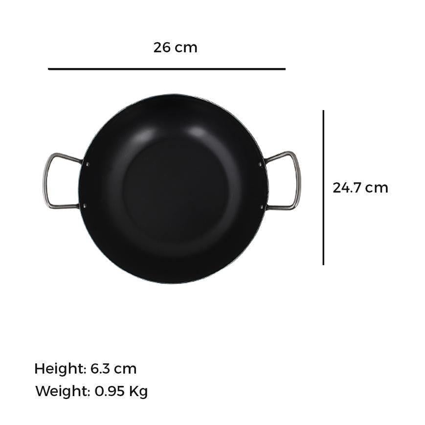 Iron Kadai with Flat Base + Free Cooking Ladle (Serve) - The Indus Valley