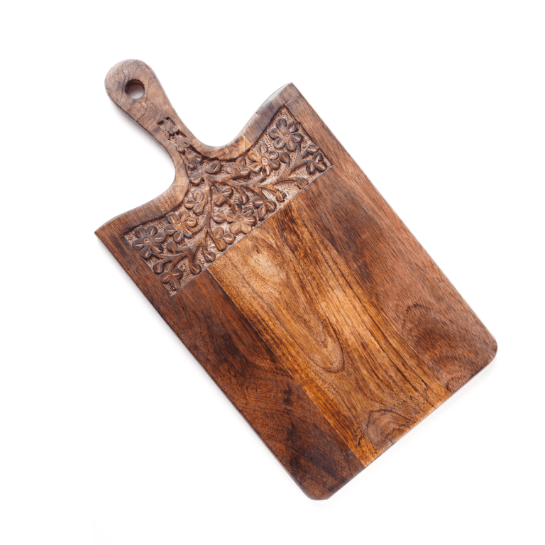 Mango Wood Carved Chopping Board with Handle - The Indus Valley
