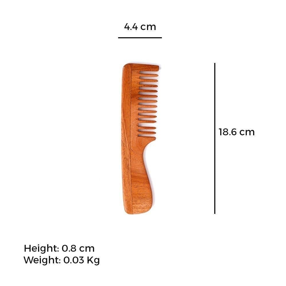 Neem Wood Comb - Wide Tooth | Wide Easy-grip Handle - The Indus Valley