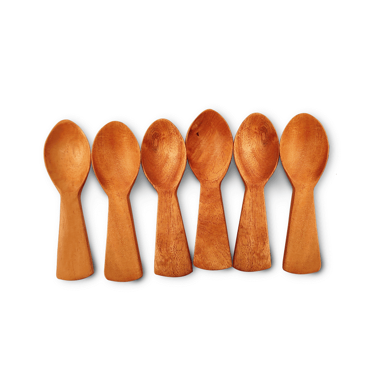 Neem Wood Condiments Spoon - Set of 6 - The Indus Valley
