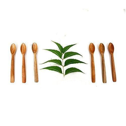 Neem Wood Masala Spoon-Set Of 6 (12 cm) - The Indus Valley