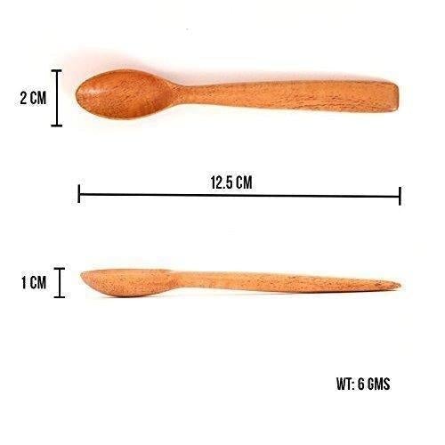 Neem Wood Masala Spoon-Set Of 6 (12 cm) - The Indus Valley