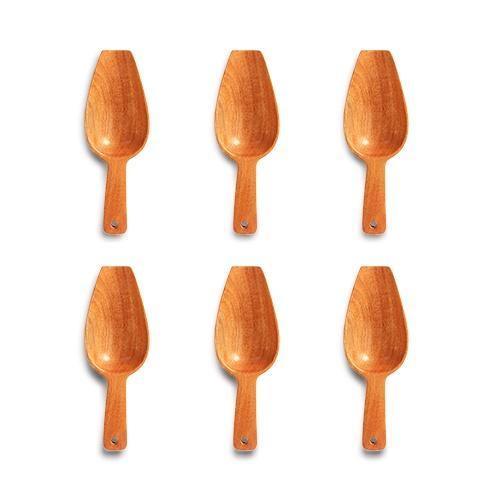 Neem Wood Scoop Spoon for Measuring Flour/Grains/Rice/Sugar/Icecream – Set of 6 - The Indus Valley
