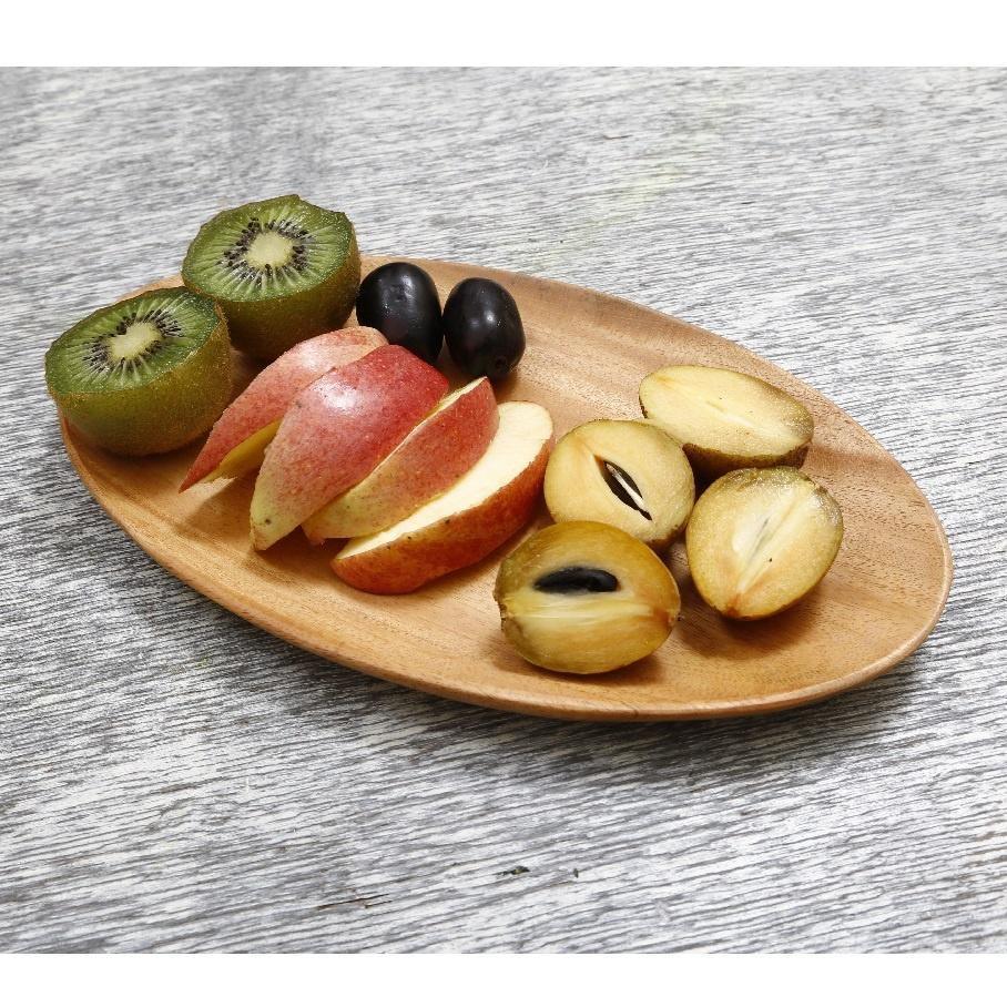 Neem Wood Serving Platter Eye Shaped | Dimensions: (25 x 14.3 x 1.5) CM - The Indus Valley