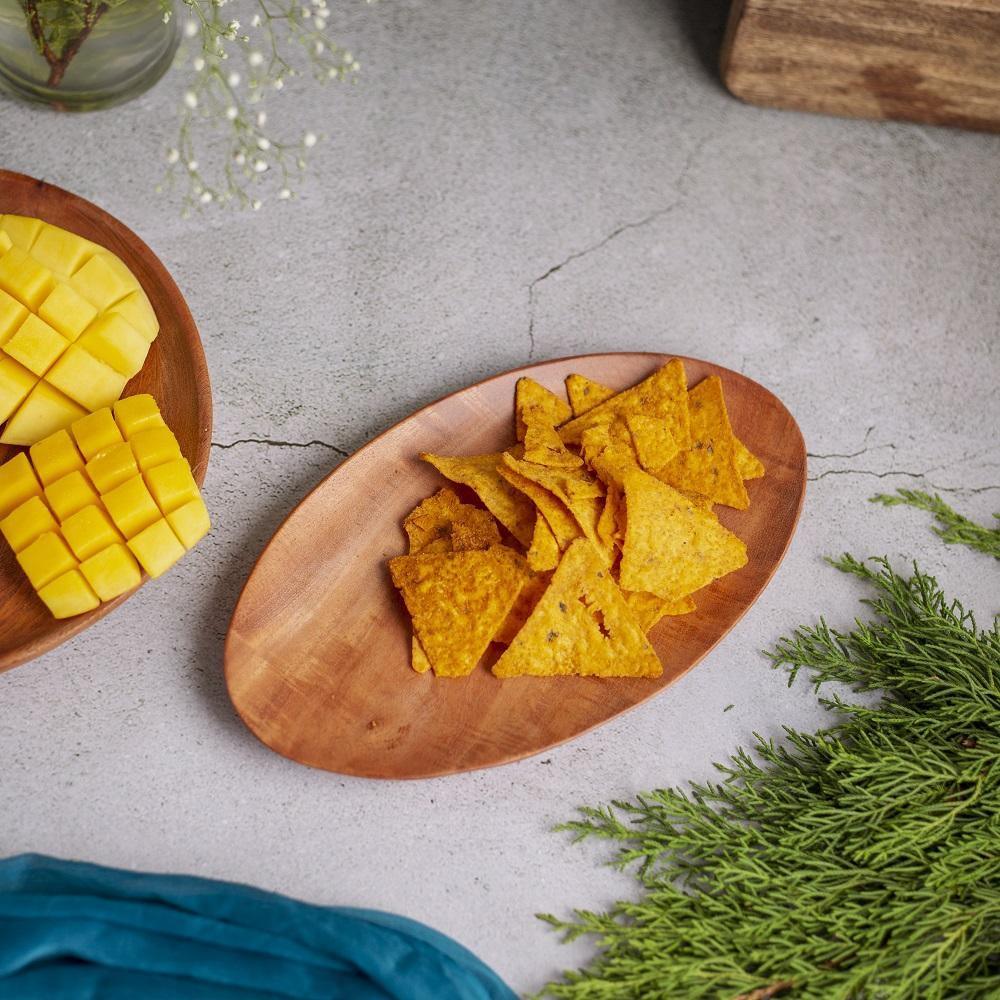 Neem Wood Serving Platter Oval Shaped - The Indus Valley