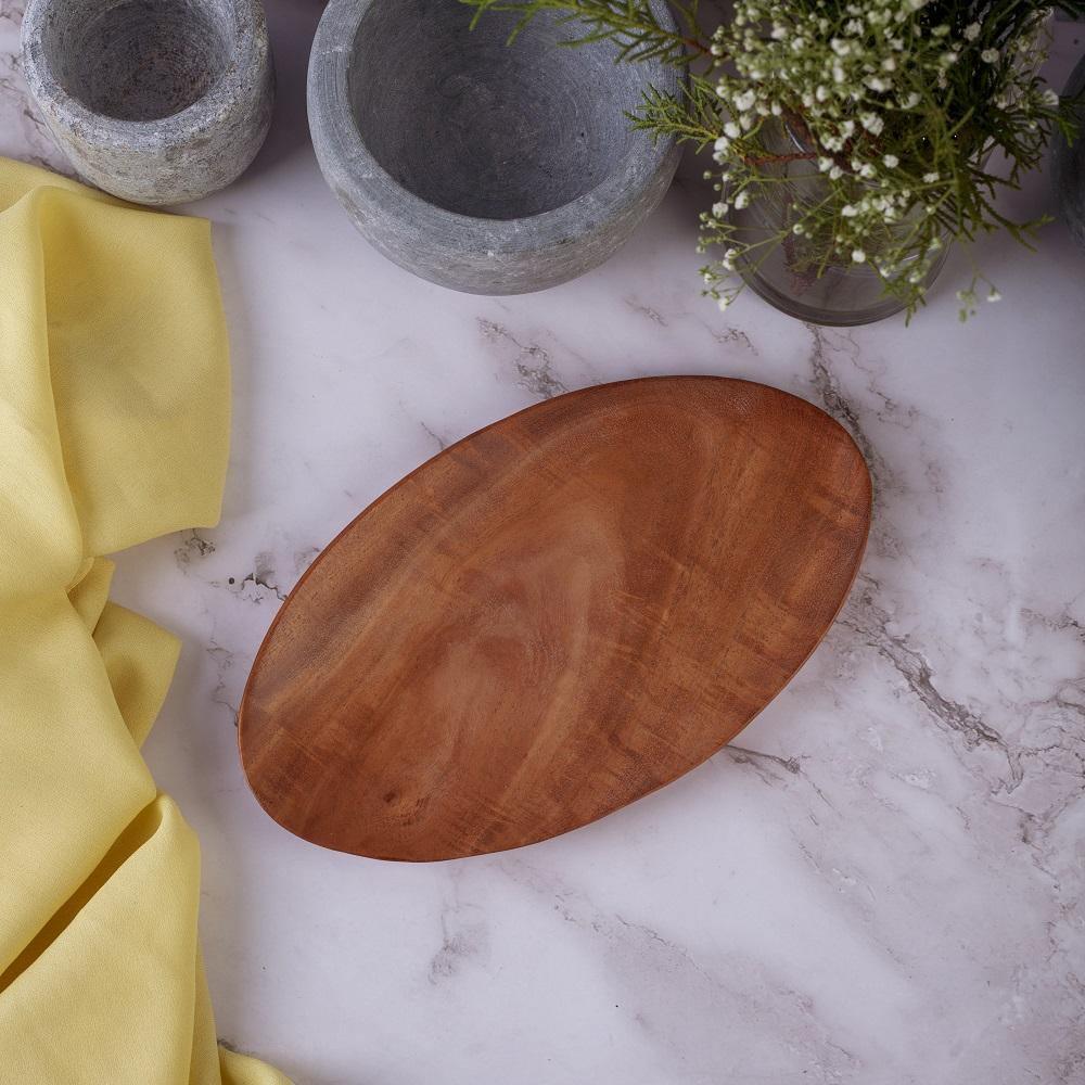 Neem Wood Serving Platter Oval Shaped - The Indus Valley