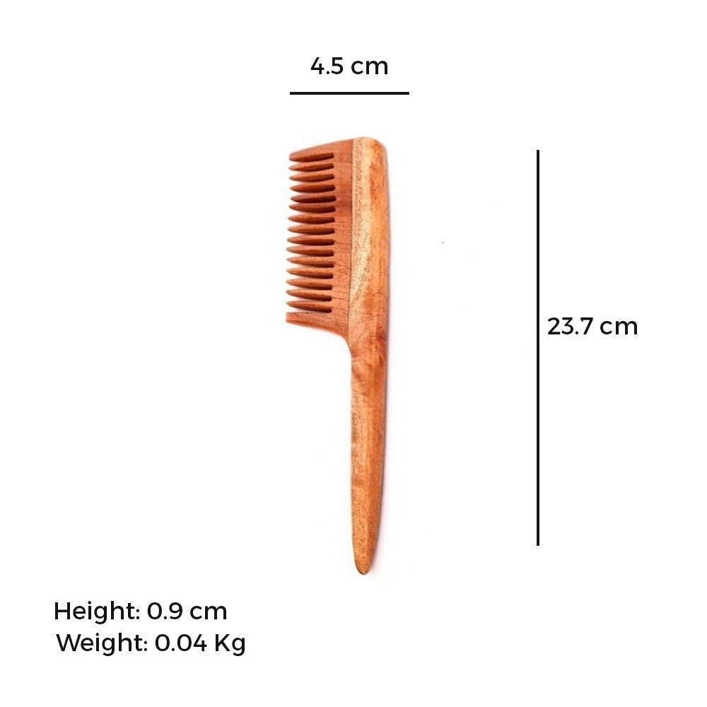 Neem wooden Comb - Wide tooth with Handle - The Indus Valley