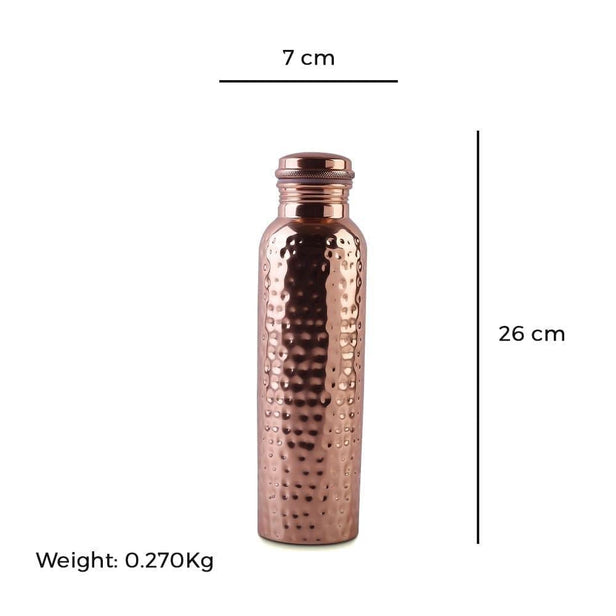 Pure Copper Hammered Water Bottle - 1000 ml - The Indus Valley