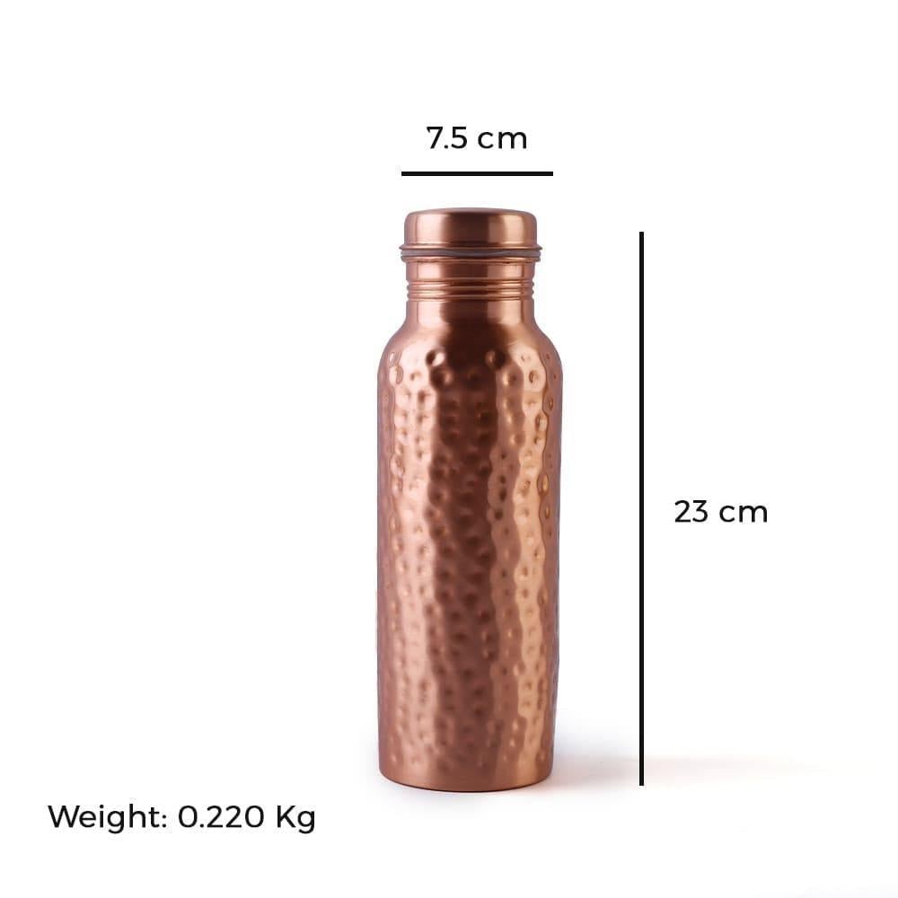 Pure Copper Hammered Water Bottle - 700 ML - The Indus Valley