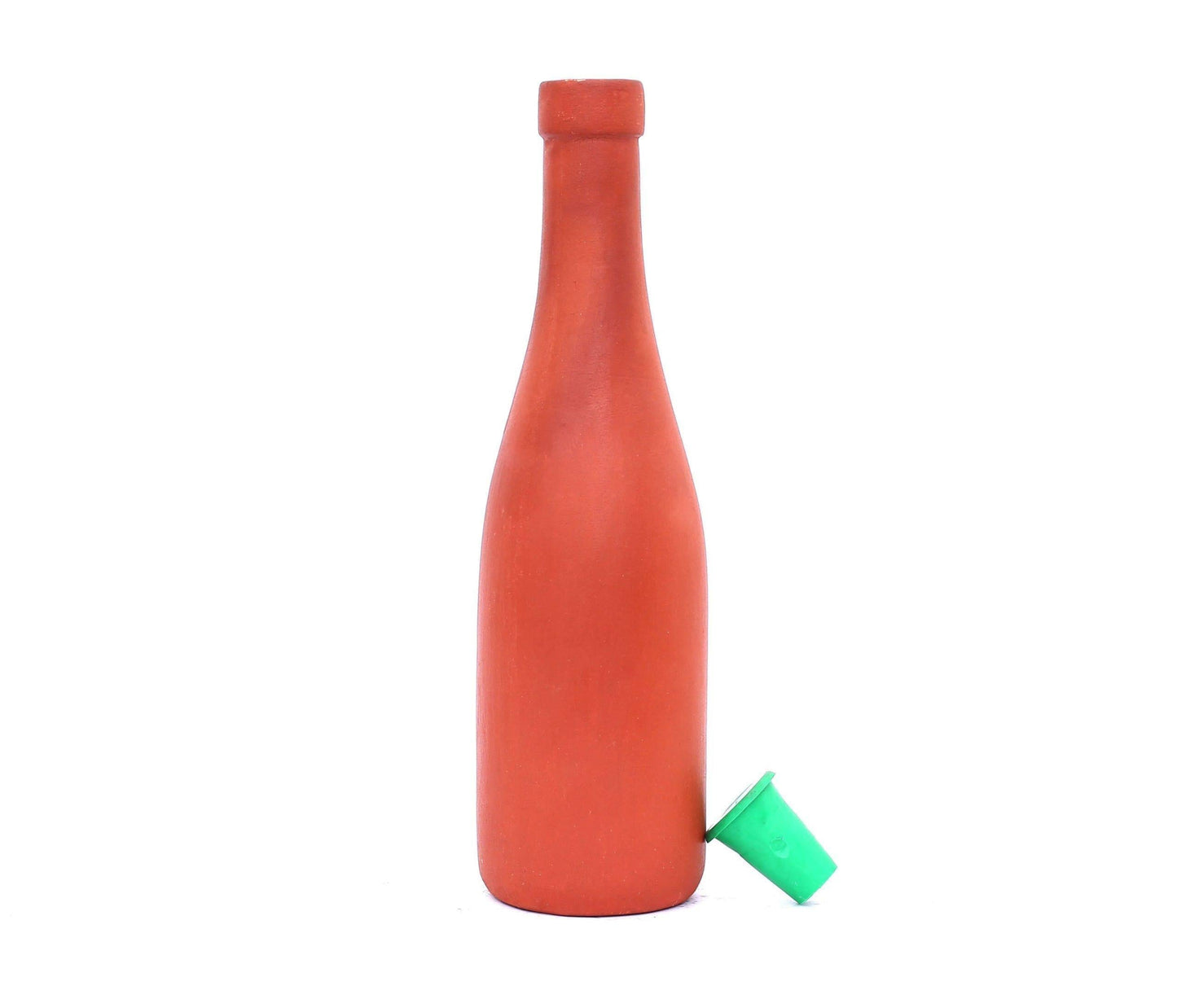 Terracotta Water Bottle Green Cork (600ml) - The Indus Valley