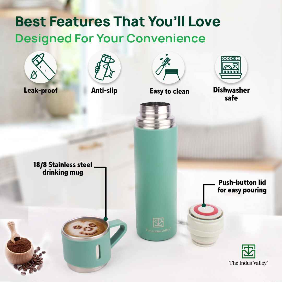 Thermos Insulated Water Bottle Vacuum Flask Cup with Handle cup Hot Cold  Drink